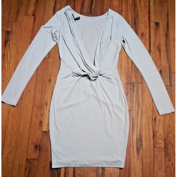 Victoria's Secret Y2K Dress Open Back Cowl Back Cream Sz S/P STRETCHY Long sleev - Picture 6 of 10